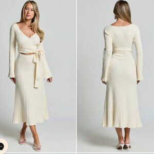 Showpo Cream Long Sleeve Knit Dress